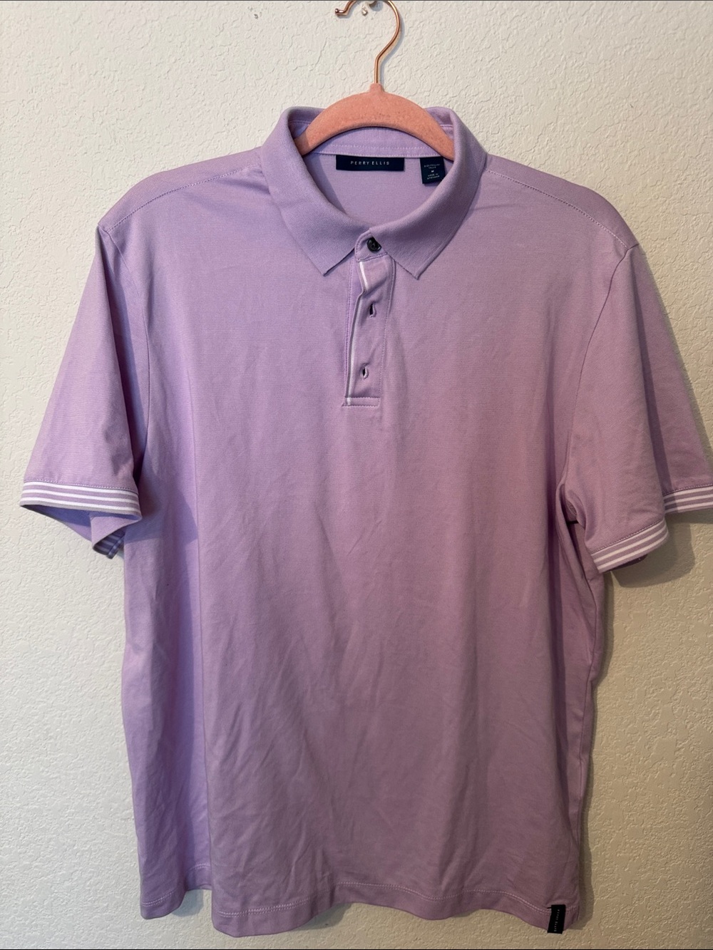 Tommy Hilfiger Lavender Polo with Contrasting Sleeve Trim size medium